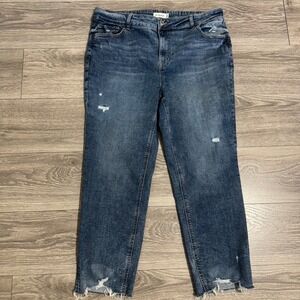 M Jeans byMaurices 18W Slim Straight Ankle High Rise Distressed Blue Denim Jeans